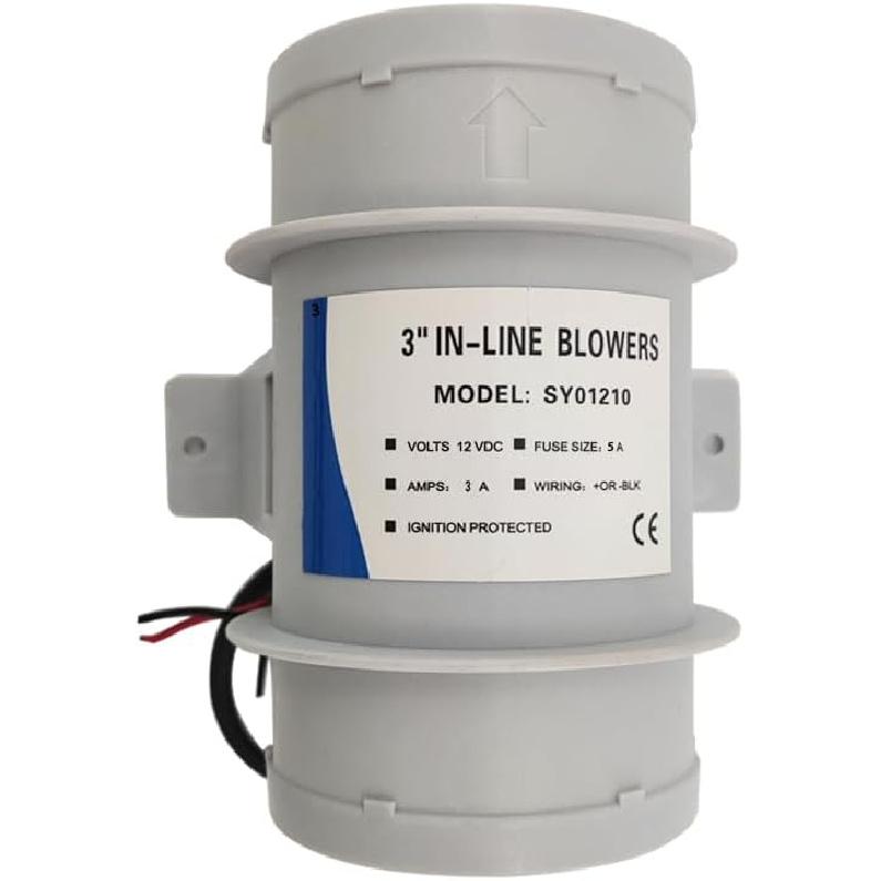 ISURE MARINE 3 inch Inline Blower,12V Silent Blower Marine Bilge Air Blower for Air Circulation in Ducting, Vents