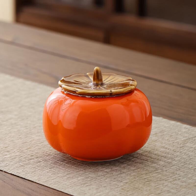 Ceramic Persimmon Tea Caddy Gift Box