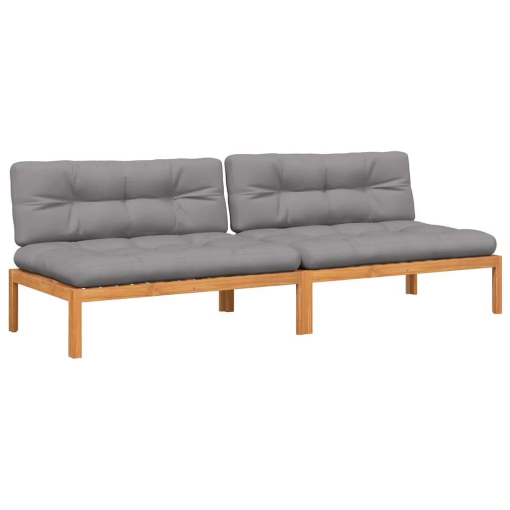 Garden Center Sofas Made from Pallets with Cushions 2 Pcs Acacia Wood