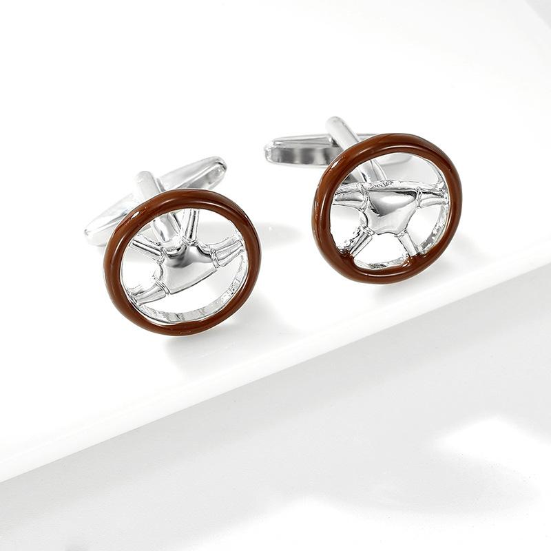 Unusual Car Steering Wheel Design Personalized Cufflinks Men's Premium Formal Suit Shirt Zircon Luxury Alloy Sleeve Cuff Link
