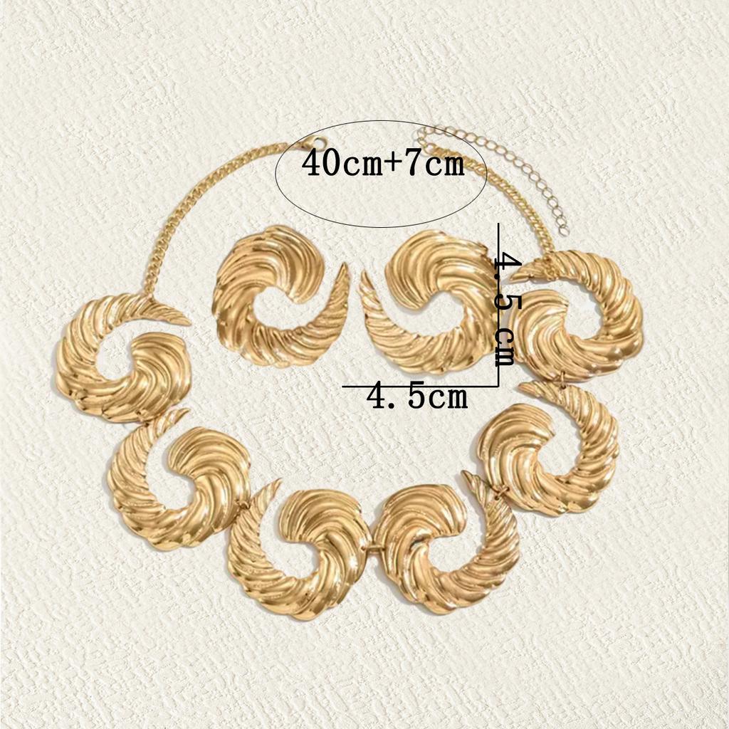 3-Piece Vintage Vacation Style Spiral Necklace and Stud Earring Set for Everyday and Party Occasions