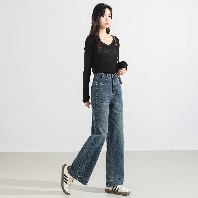 

Women s Retro High-Waisted Blue Denim Pants - Slimming, Loose Fit, Narrow-Leg, Perfect for Spring and Autumn 2025 32 (for 145-155 lbs) синий