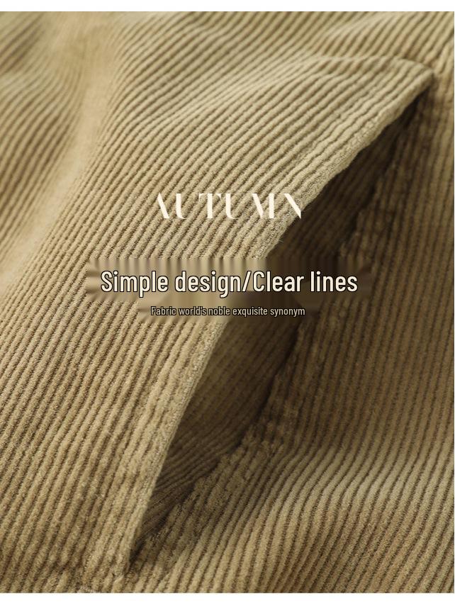 Nordic Retro High-Waist Corduroy Scimitar Pants - 100% Cotton, Canelé Style, Straight Leg, Long.