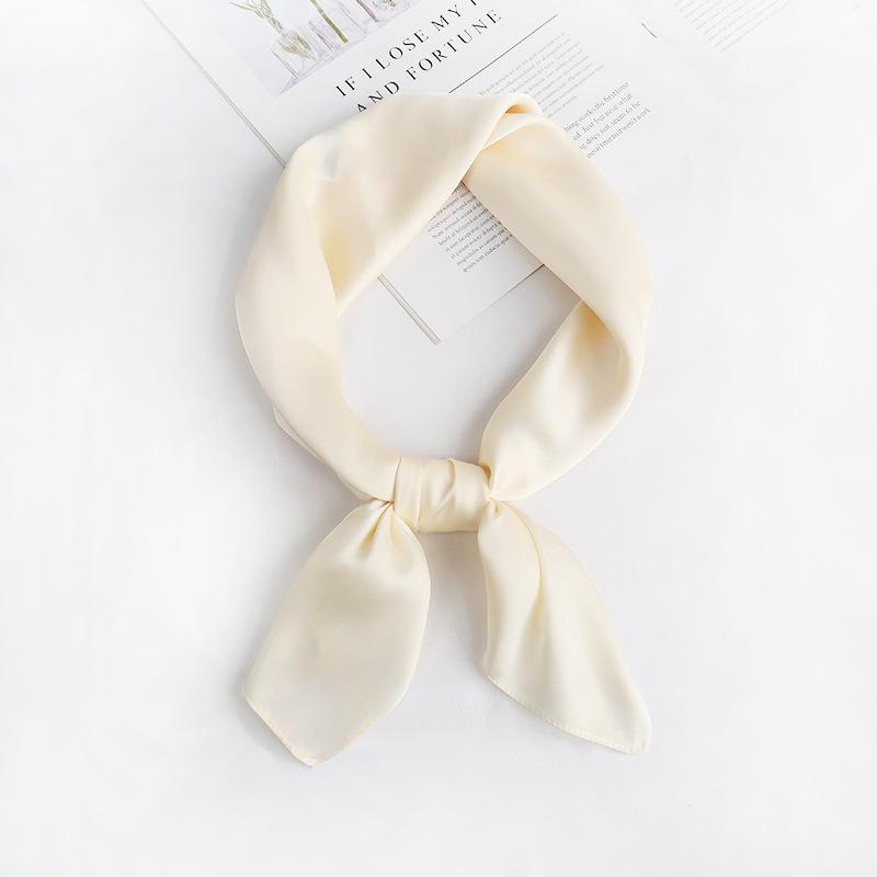 Solid Color 70 Small Square Scarf Silk Scarf Women'S Simple And Versatile Spring And Summer Professional Decoration Monochrome Small Scarf Scarf