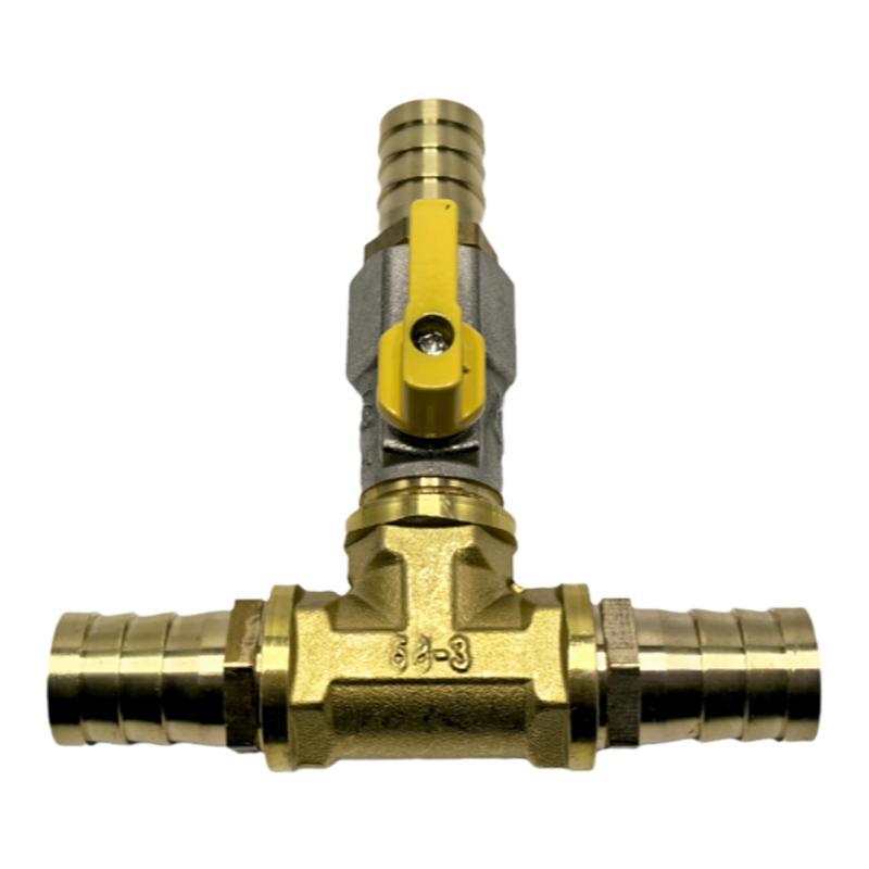 Brass Push-to-Connect Ball Valve Reducing Tee for Water Pipes (Sizes: 6/8/10/12/14/16mm)