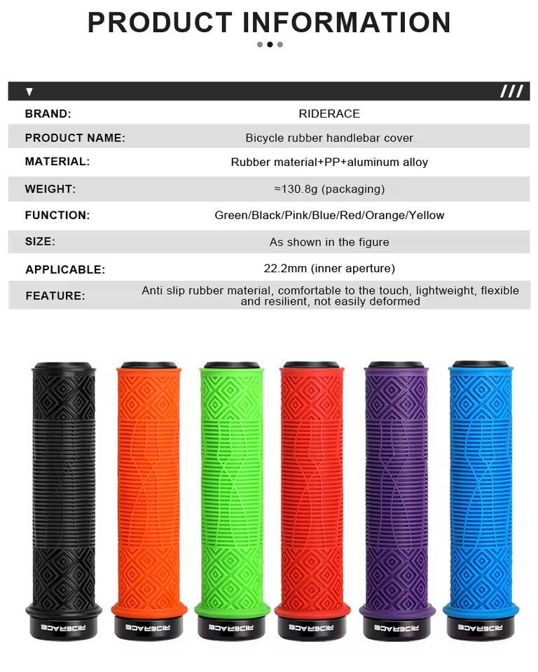 RIDERACE Bicycle Handlebars Grips TPR Rubber Ergonomic Mountain Mtb Bike Handle Bar Bmx Steering Grip Anti-skid Comfy Bar Ends
