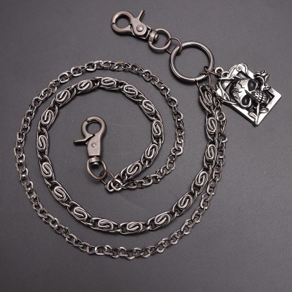 Punk Metal Halloween Waist Chain With Rose Skull Dual Layer Hip Accessory For Men And Women