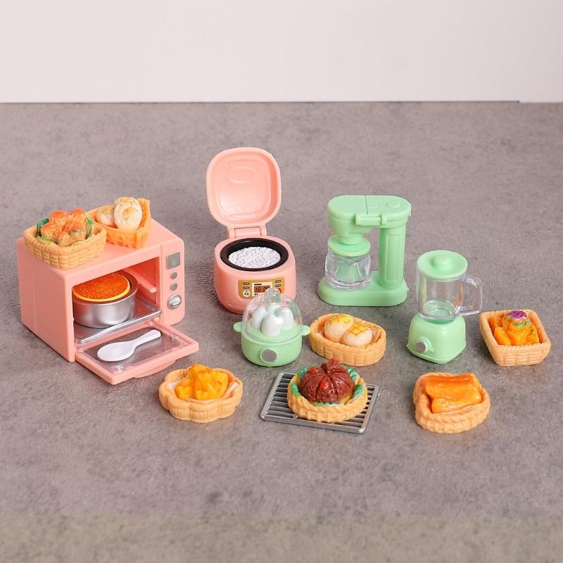 Realistic Miniature Oven Electric Cooker Kitchen Scene Set For Doll House Role Play Educational Toy Children Play Food