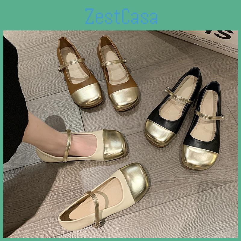 Jane Mary For Shoes Women Pu Leather Ballet Flat Shoes Square Toe Flats Ankle Strap Flats Womens Comfortable Dress Shoes Casual Work Walking Shoes