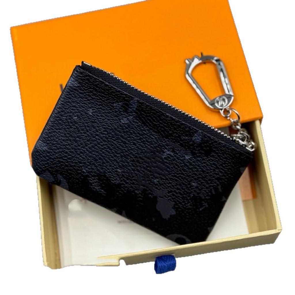 Trendiger Leder-Reißverschluss-Kartenhalter mit Metallhaken für Schlüssel und Ausweise