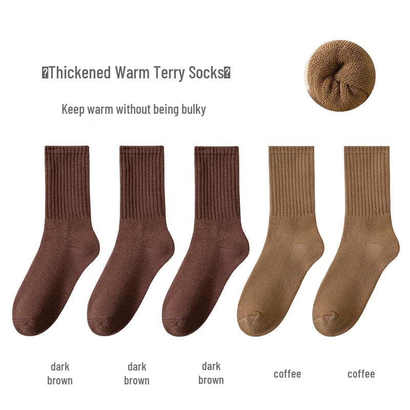 Yuzhaolin Women s Thick Terry Mid-Calf Socks One Size