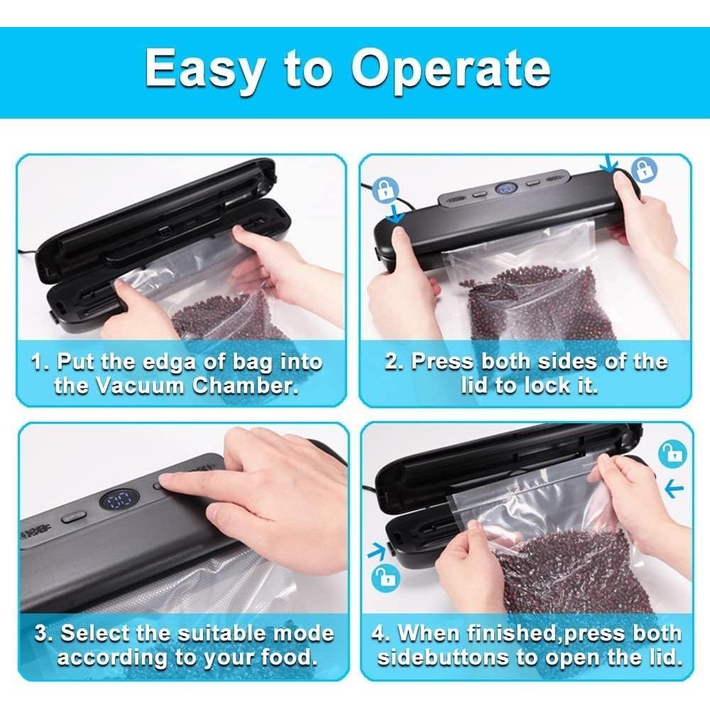 Vacuum Sealers for Food Professional Foil Sealing Device with 10 Vacuum Bags Sealing Device Vacuum Machine for Sous Vide Dry and Moisture