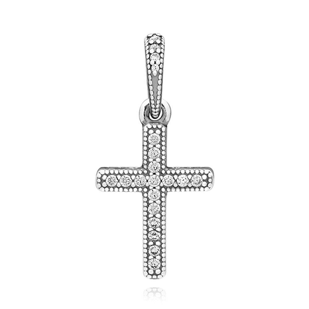 Pandora 397571Cz Classic Cross Crucifix Pendant and Dangle Silver Charm