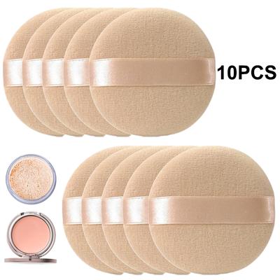 10pcs Profesional Forma Redonda Facial Cara Cuerpo Polvo Base Borla Portátil Suave Borla Cosmética Maquillaje Base Esponja Lote