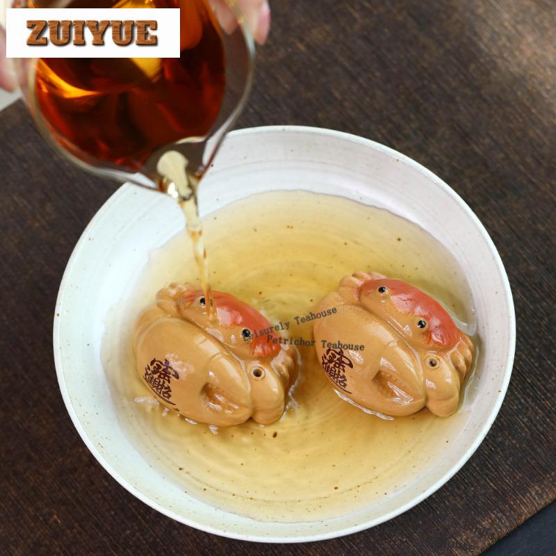 Yixing Purple Clay Fortunate Crab Tea Pet Aesthetic Tea Games Tea Figurine Play Toys Tea Statue Ornaments Craftsmanship Craft