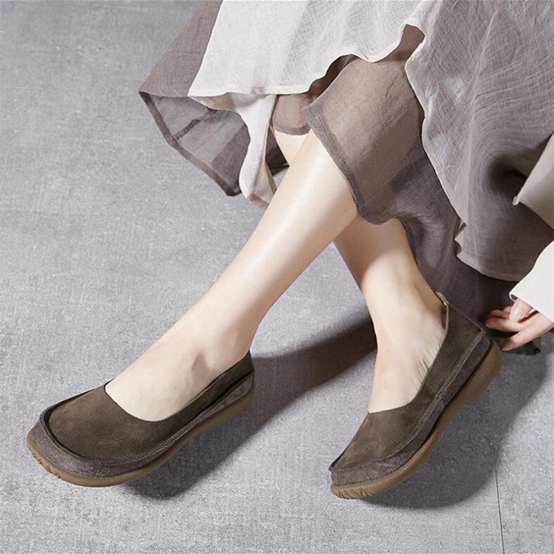Fashion AIYUQI Women's Flat Shoes Retro Genuine Leather Women's Ballet Shoes Non-slip  2025 Spring New Slip-on Ladies Shoes