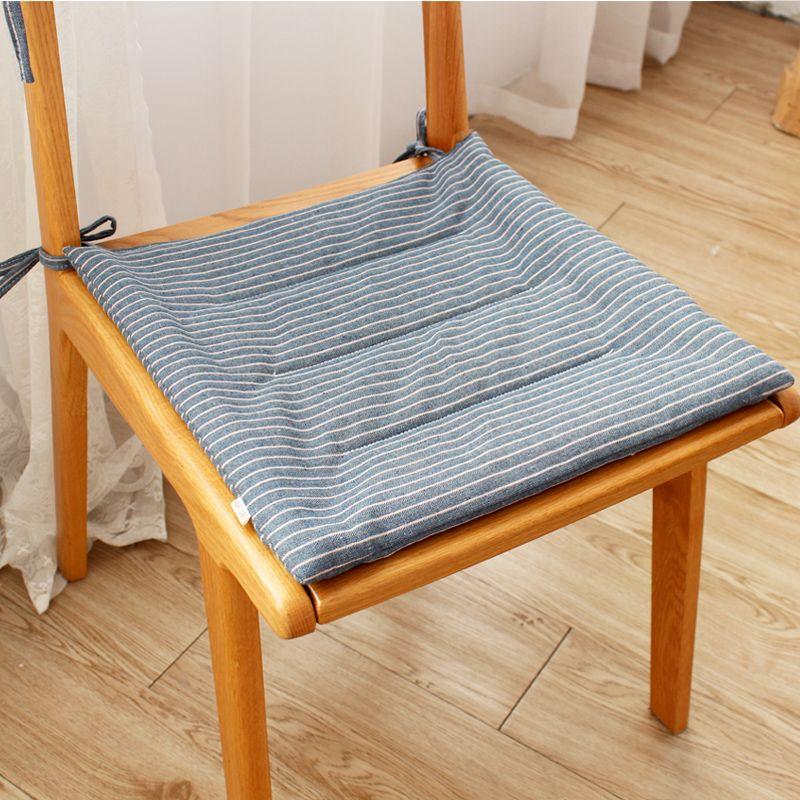 

Stripes Cotton and Linen Thin Cushion Japanese Fabric Tatami Office Winter Student Thick Dining Chair with Backrest Cushion Blue 40X40cm