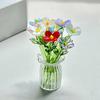 Hand Blown Mini Glass Flower Figurine Collectible Miniature Faux Crystal Flower Ornaments for Mothers Day Birthday Table Centerpiece DIY Craft