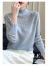 2025 Women's Lace Patchwork High Collar Imitation Wool Sweater with Ruffle Trim
