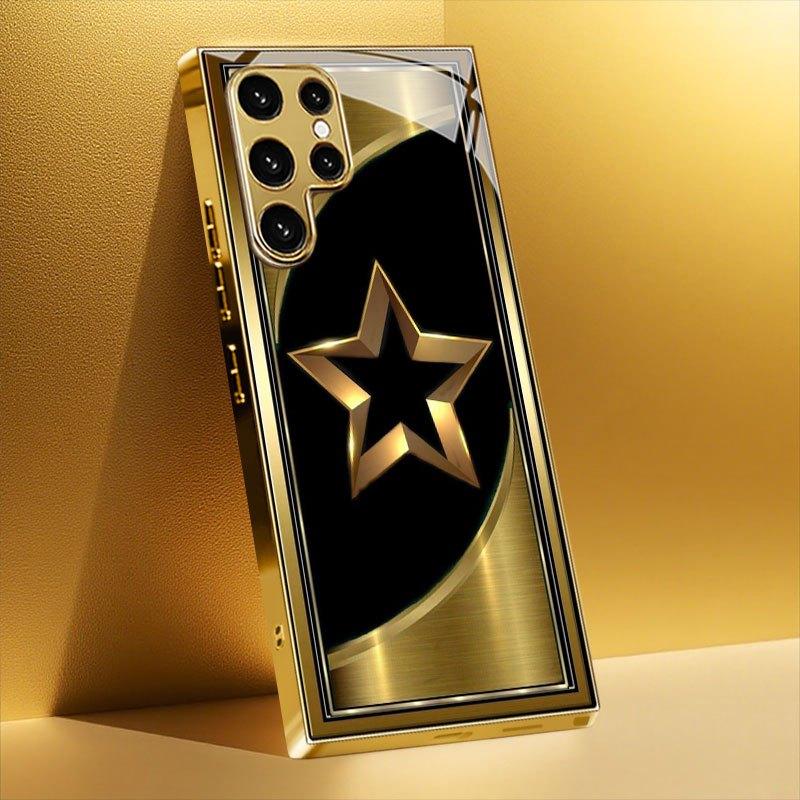 Husă nouă placată cu aur pentru telefon pentru Samsung Galaxy S26 Ultra S25 Plus S24 S23 S22 fe sticlă securizată Modele artistice cu textură