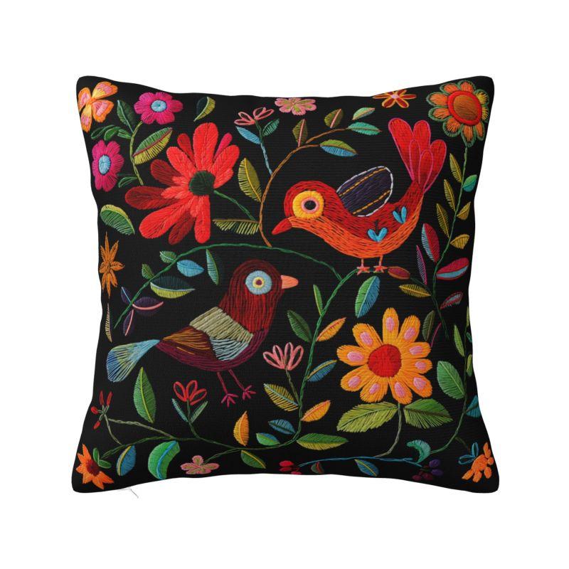 Mexican Flower Patchwork Print Cushion Cover x cm Polyester Velvet Throw Pillow Case For Sofa Decoration Bedding Pillowcase