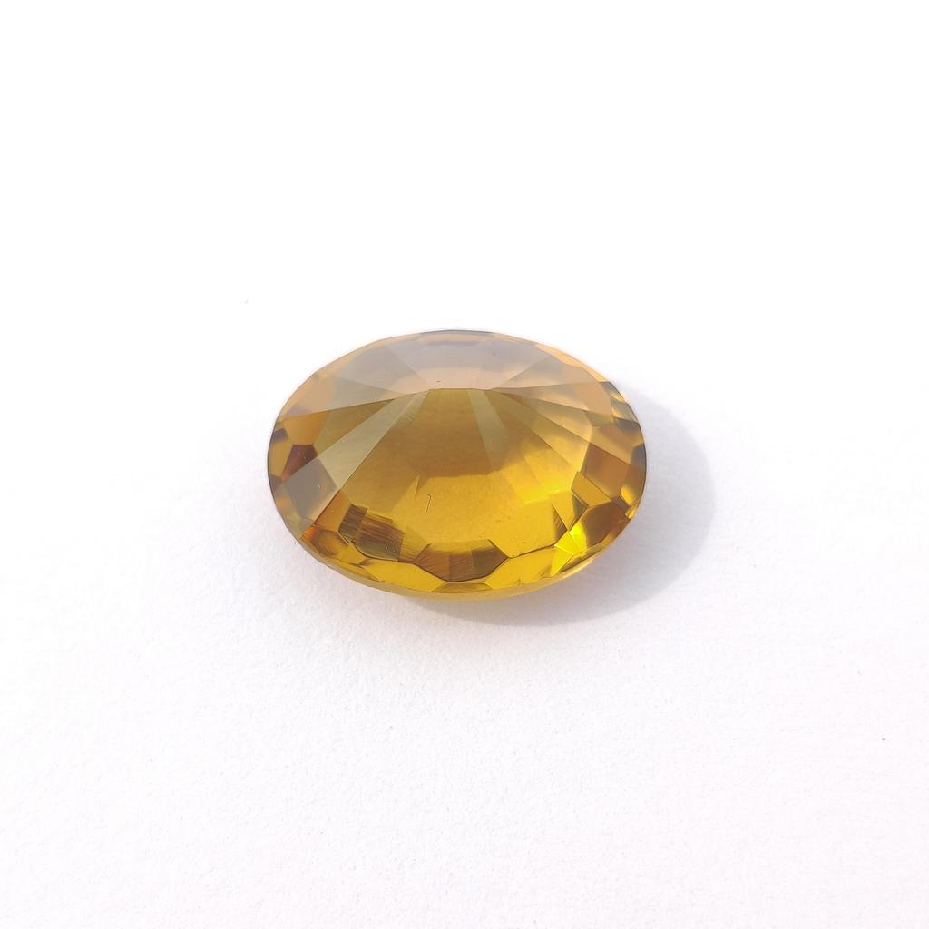 Oval Cut with Back Side Honey Comb Cut 15x12x9 Mm Size Eye Clean Natural Citrine Loose Gemstone, 6.90 Carat Citrine Stone.