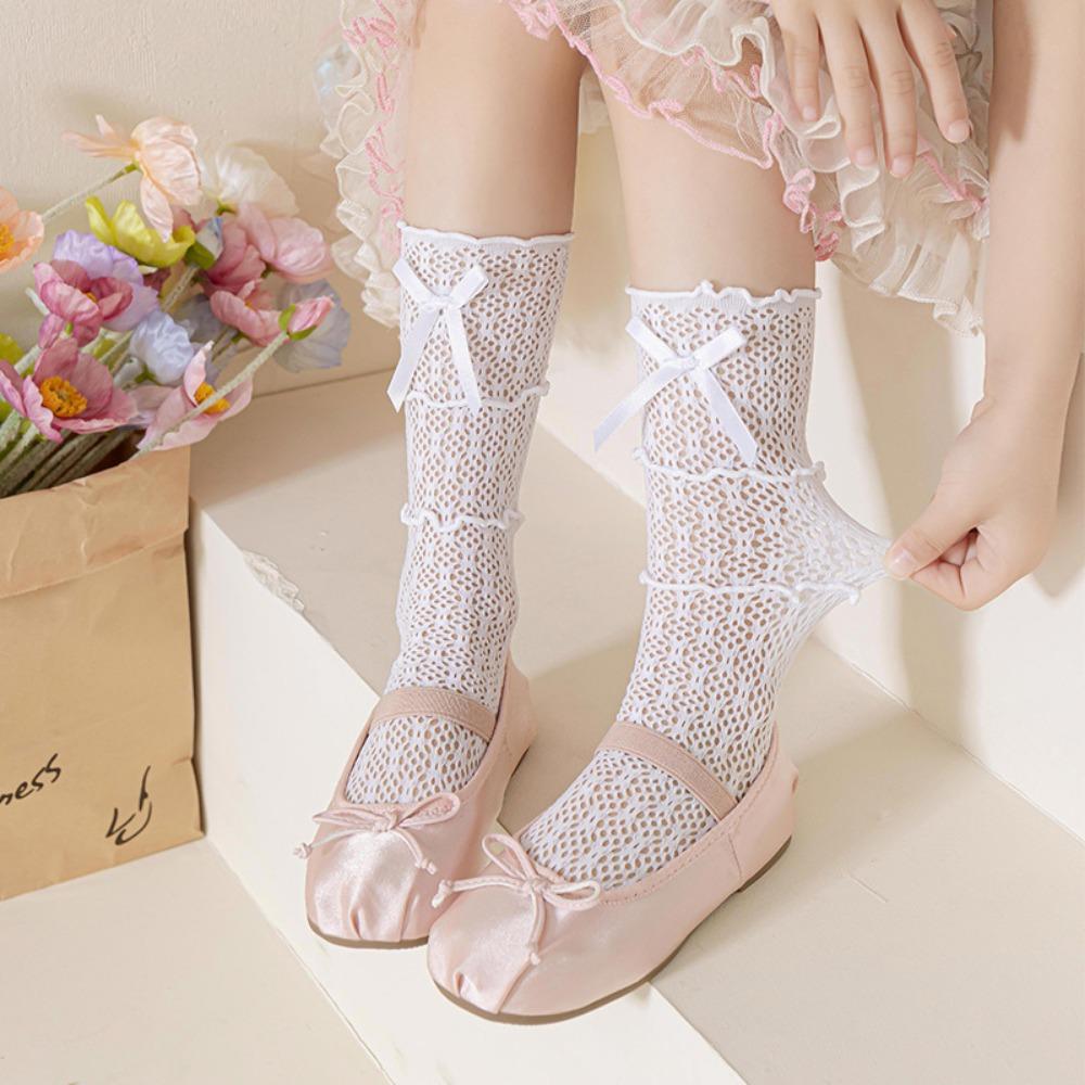 Meias para meninas primavera e verão meias de renda lolita versão coreana três camadas renda laço renda meninas pilha princesa meias