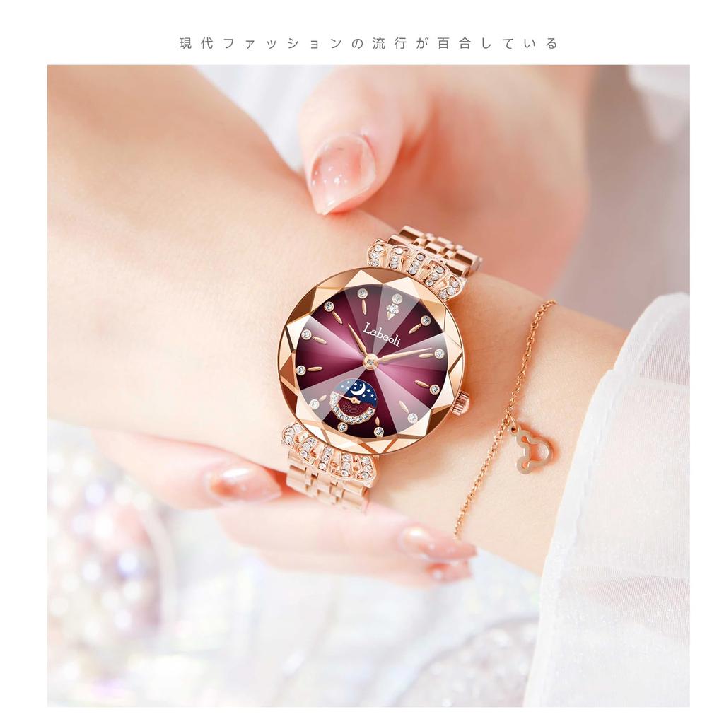 Quartz Cute and Simple Double Folding Stainless Steel Perfect for or as a Gift for Her Gold Case Red Ladies' Watch, Stylish, Waterproof, Casual, Dial,