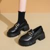 Platform single shoes women's autumn new platform chain round head women's shoes casual shallow mouth women