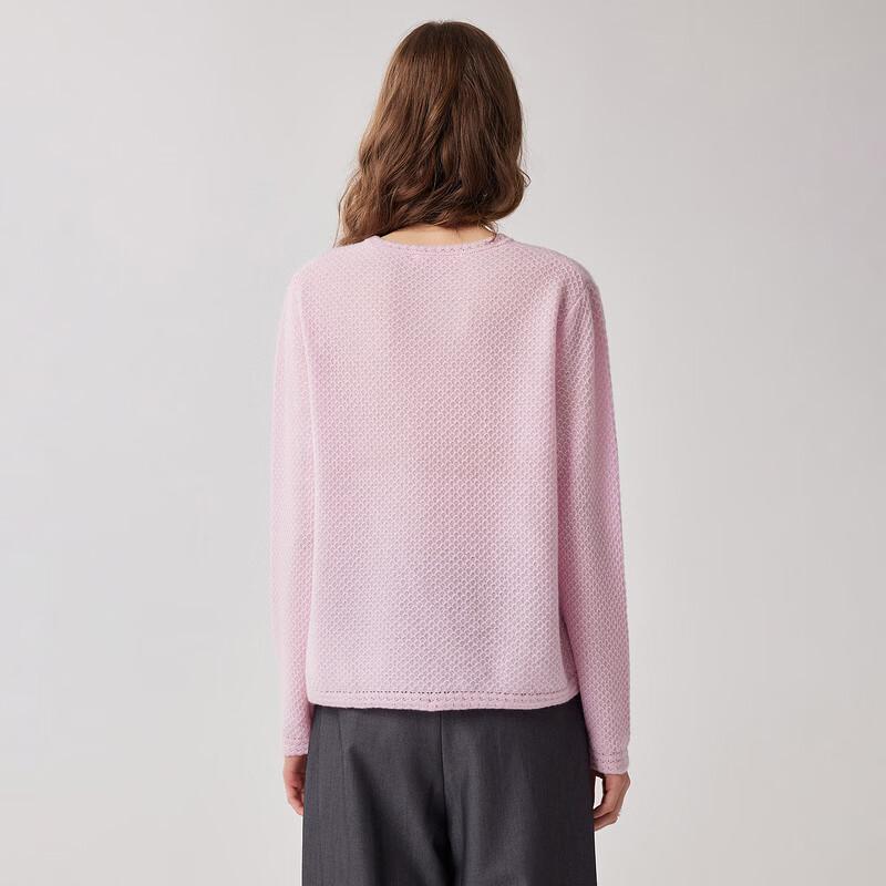 Women's Textured 100% Cashmere Round Neck Sweater