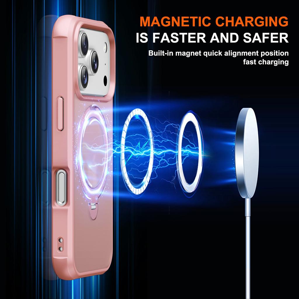 For iPhone 17 Pro Max Case Compatible with MagSafe Kickstand TPU PC Shockproof Phone Back Cover