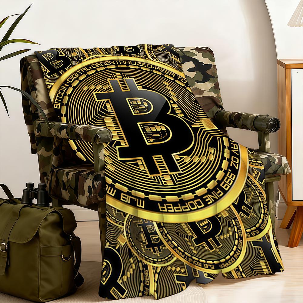 Bitcoin Money Blanket Soft Warm Furry Throw Super Kids Toys Bed Sofa Car Cradle