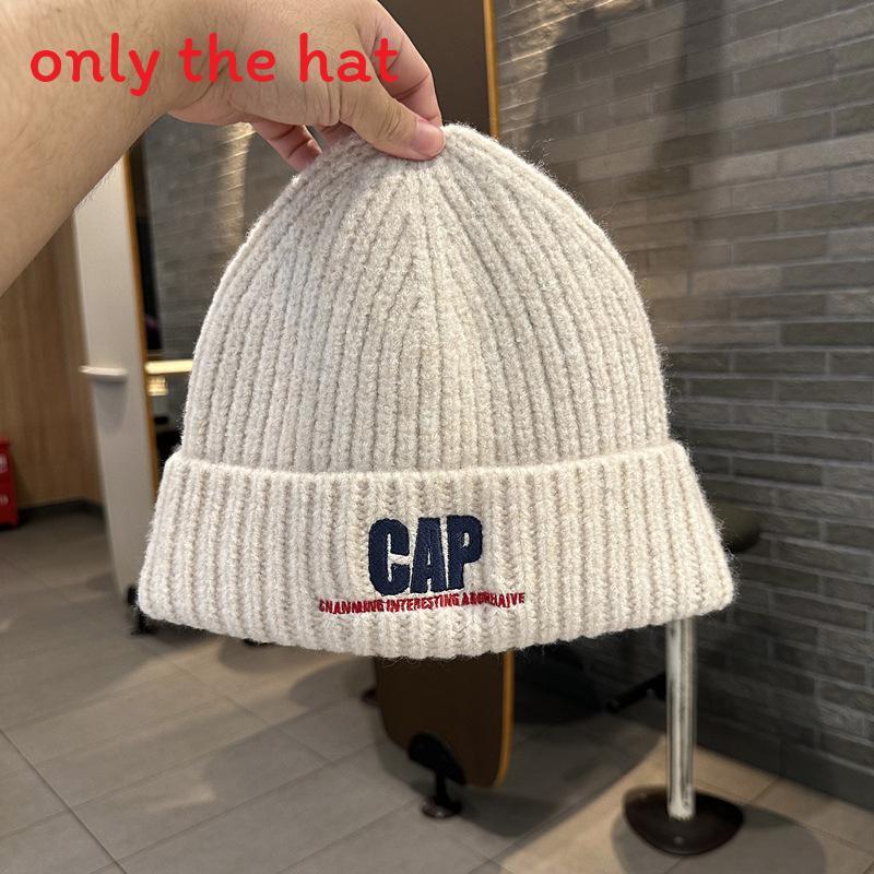 Knitted Hat For Men Women Winter Warmth With Embroidered Letters College Style