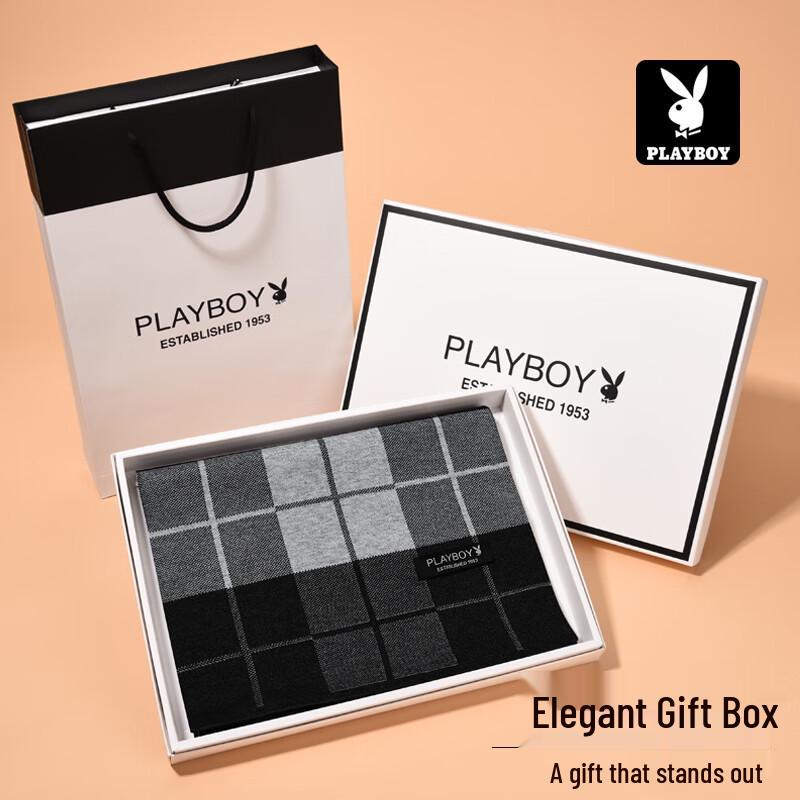 PLAYBOY Men's Geometric Pattern Winter Scarf