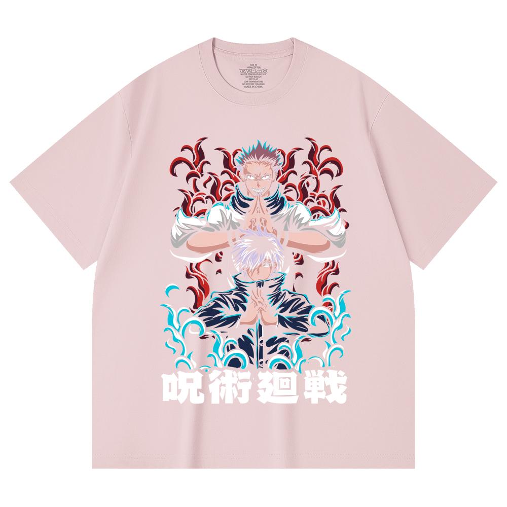 230 Gsm 100% Cotton Jujutsu Kaisen V49 Gojo Sukuna Print Unisex Heavy Cotton T Shirt