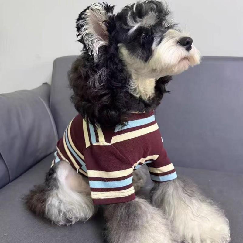 Pet Dog Cat T-Shirt Winter Striped Cotton Casual Tee Small Breeds Like Teddy Schnauzer Bichon Frise