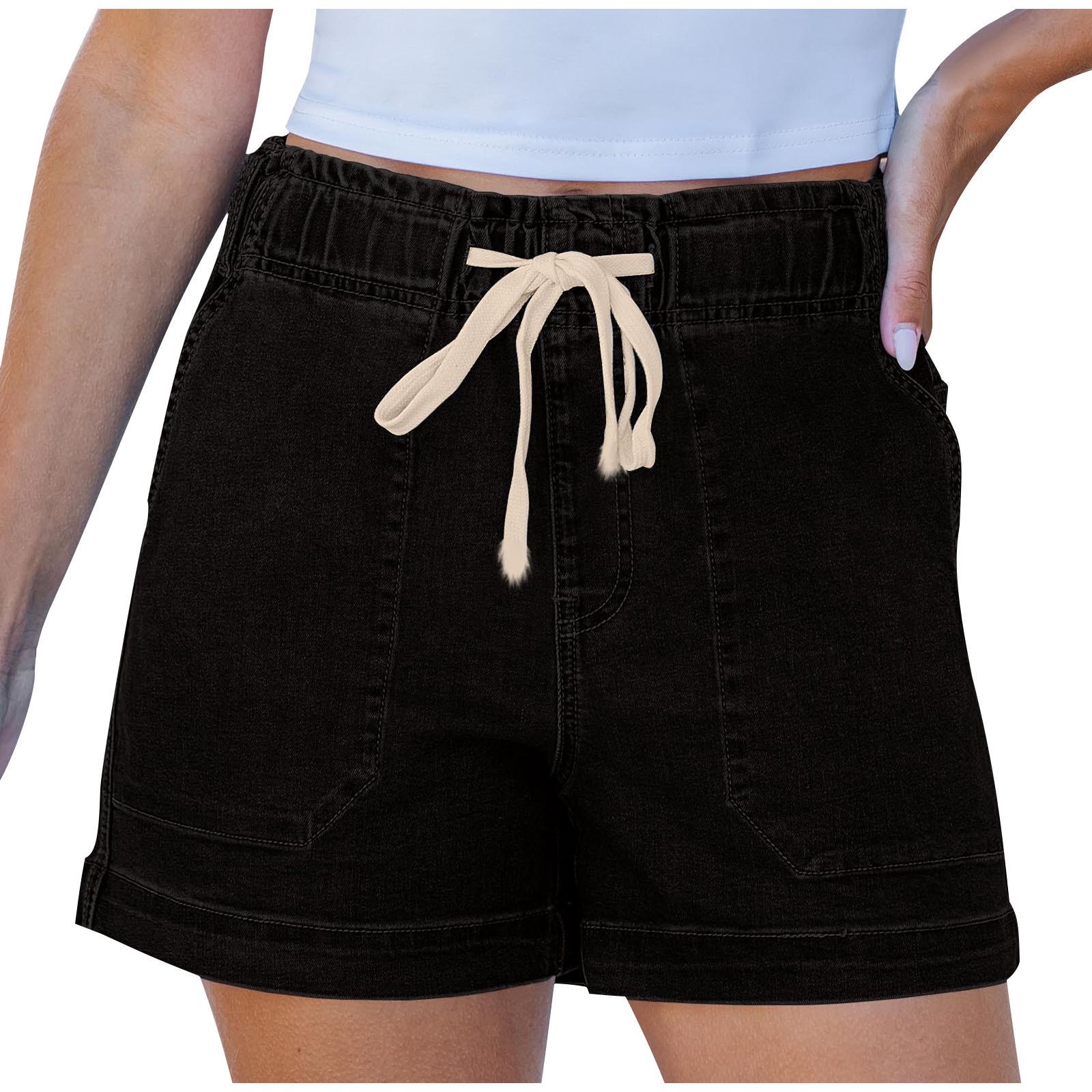 

Elastic Waist Drawstring Women s Denim Shorts - European and American Style L