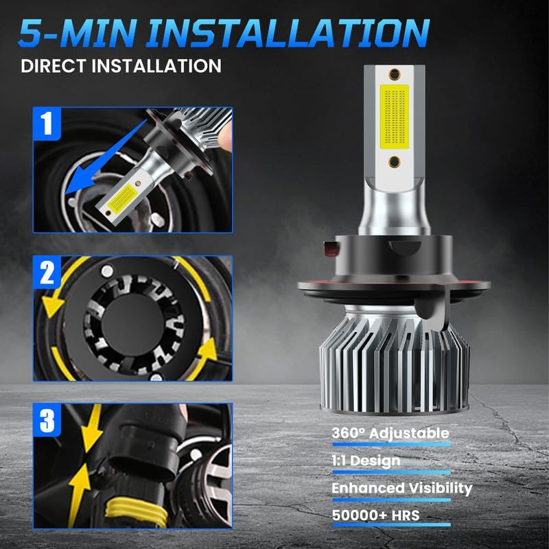 Fit For 2005- Ford F250 F350 F450 Super Duty Driving Light Bulbs Combo, 500% Enhanced Visibility With 12000RPM Turbo Fan, Direct Tallation, 6-Pack