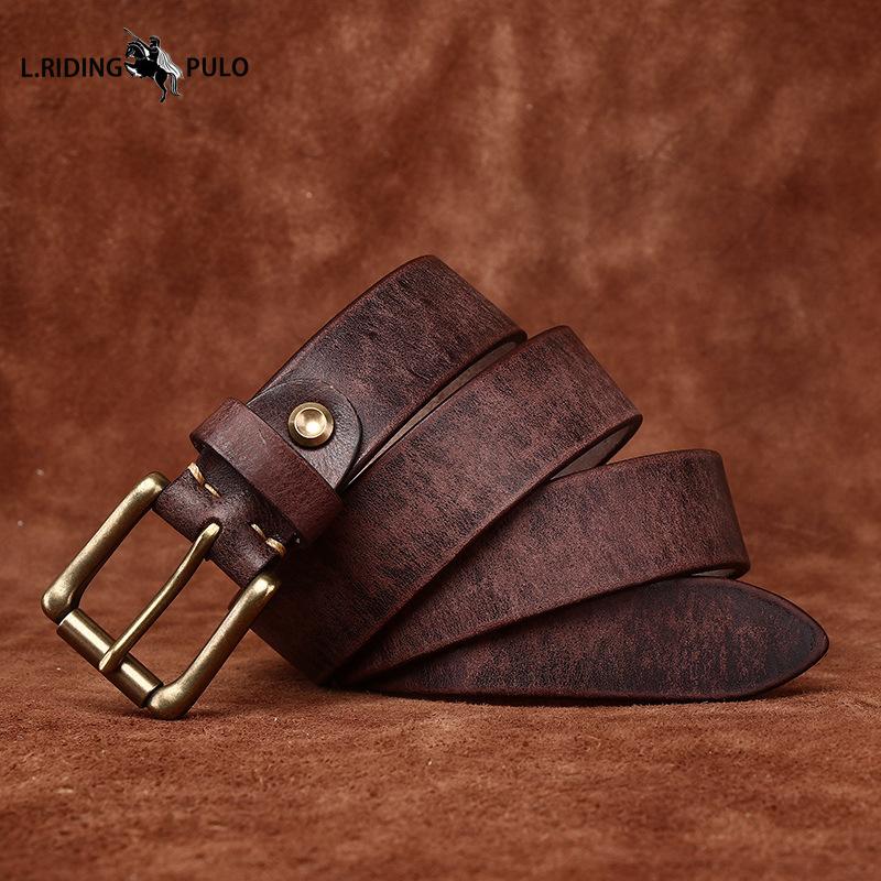 Genuine Leather Belt for Men and Women Retro Pure Cowhide Jeans Belt Korean Style Trendy Genuine Leather Versatile Universal