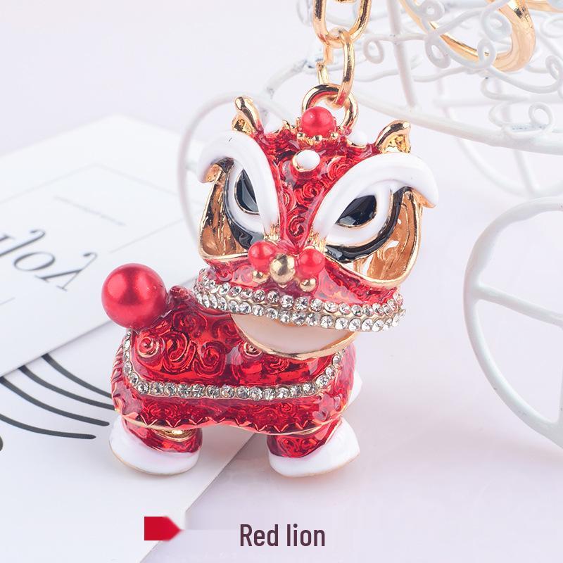 Chinese Lion Dance Keychain - Traditional Style Lion Charm