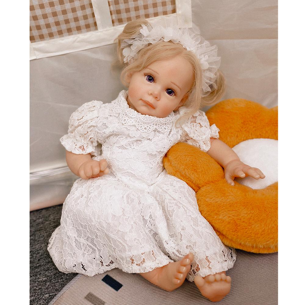50CM Maggie Ručně vyráběná Vysoce kvalitní Měkký Vinylový Silikonový Znovuzrozený Batole Detailní Životเหมือน Vlasy zakořeněné po jednom Sběratelská Umělecká Panenka