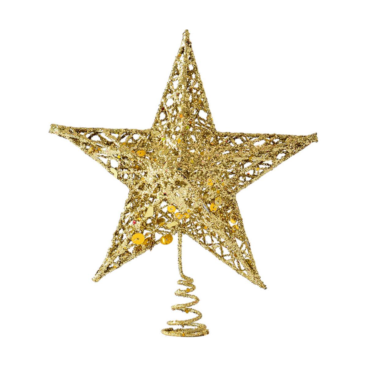 

Golden Christmas Star Tree Top Decoration, Christmas Ornaments, Wrought Iron Star Holiday Decorations золотой