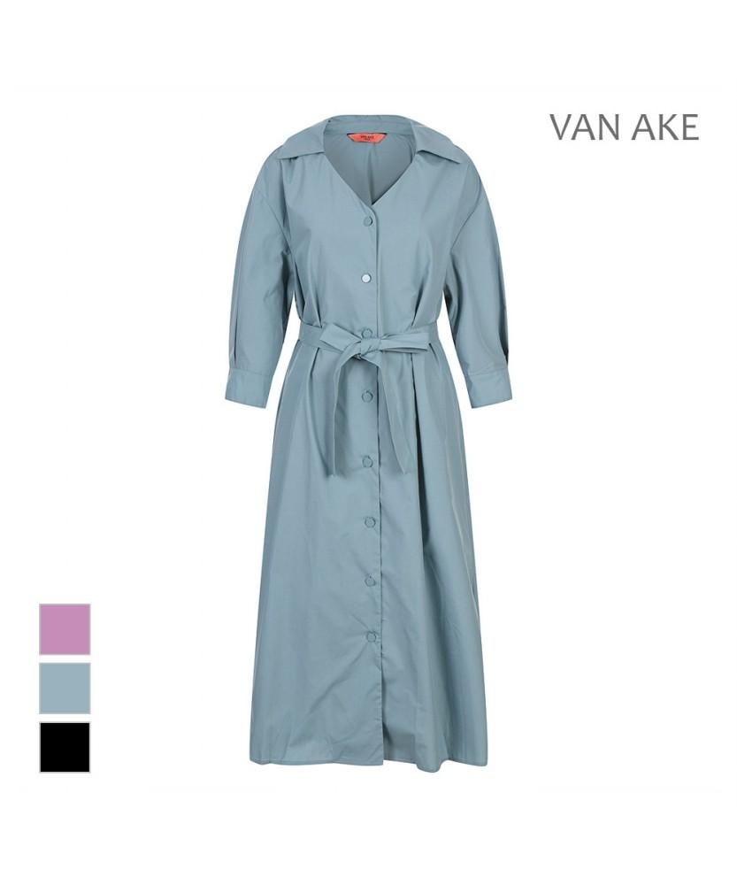 VANAKE Back Pleated Shirt Dress_Vb44Opud08A
