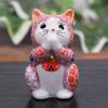 Cute Figurine by Waza no Kutani Praying Feng Good Japanese Home Grand 60th 70th 77th 88th Maneki-neko (Lucky Cat) Kura, Ware, Cat, Momomori, Shui,