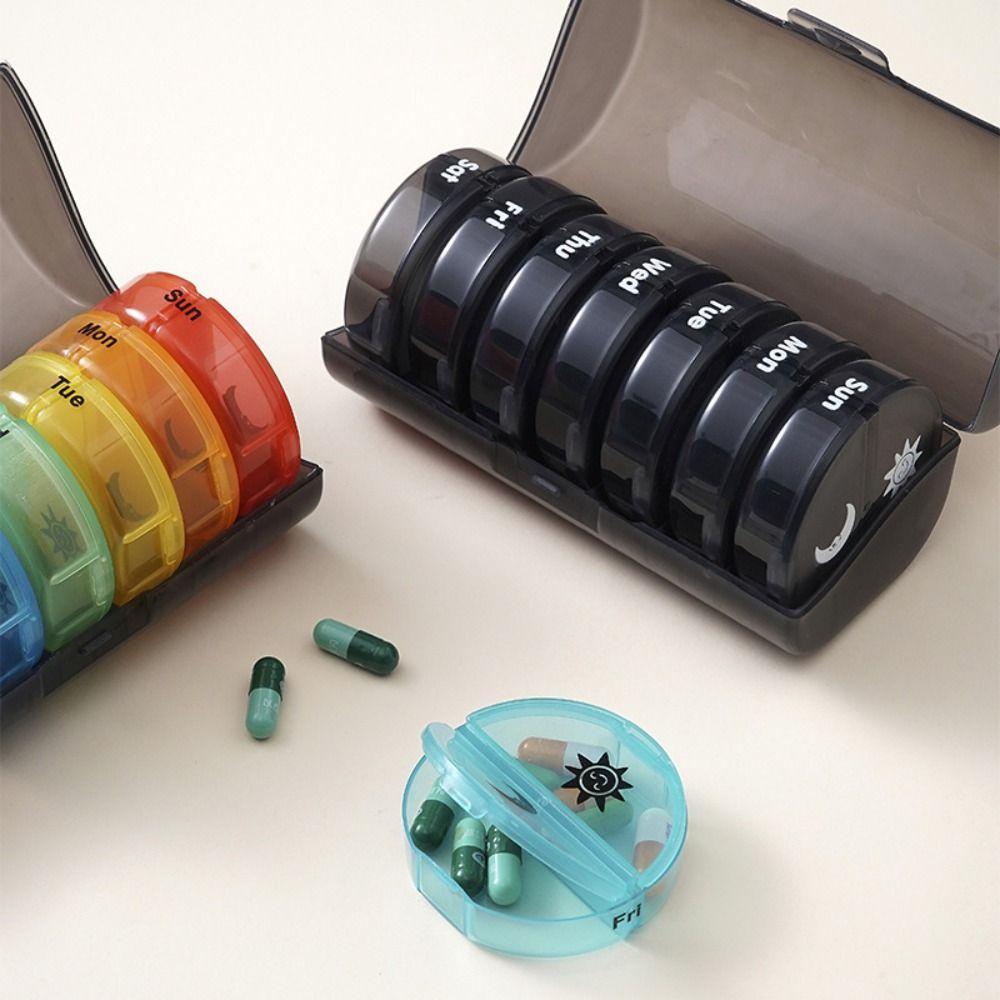 Medikamentenbehälter 7-Tage-Teiler Pillen-Organizer 14-Fächer AM/PM-Fächer Regenbogen-Pillendose Wiederverwendbar 2 Mal täglich Tägliche Pillendose
