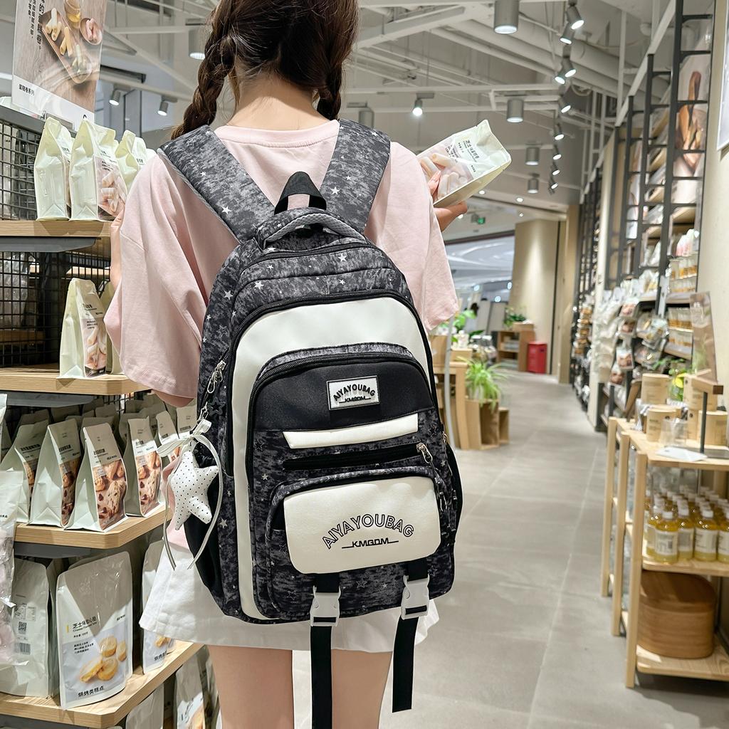 Schoolbag new niche large-capacity schoolbag high value college style junior high school student high school student backpack star backpack