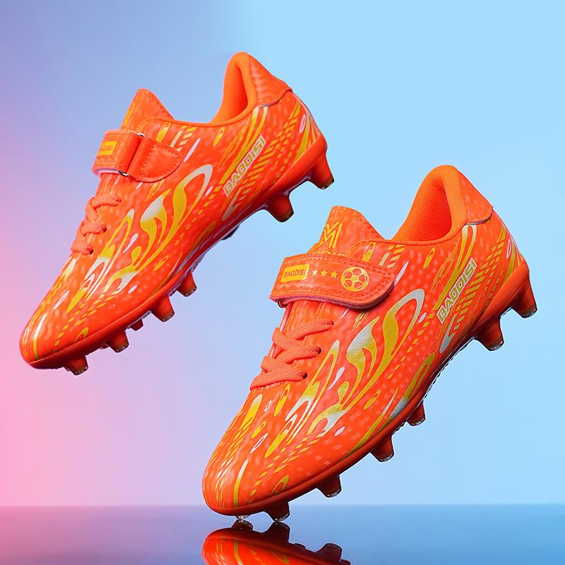 C Luo children's Velcro football shoes men's long nails broken nails middle school children primary school students grass game training shoes