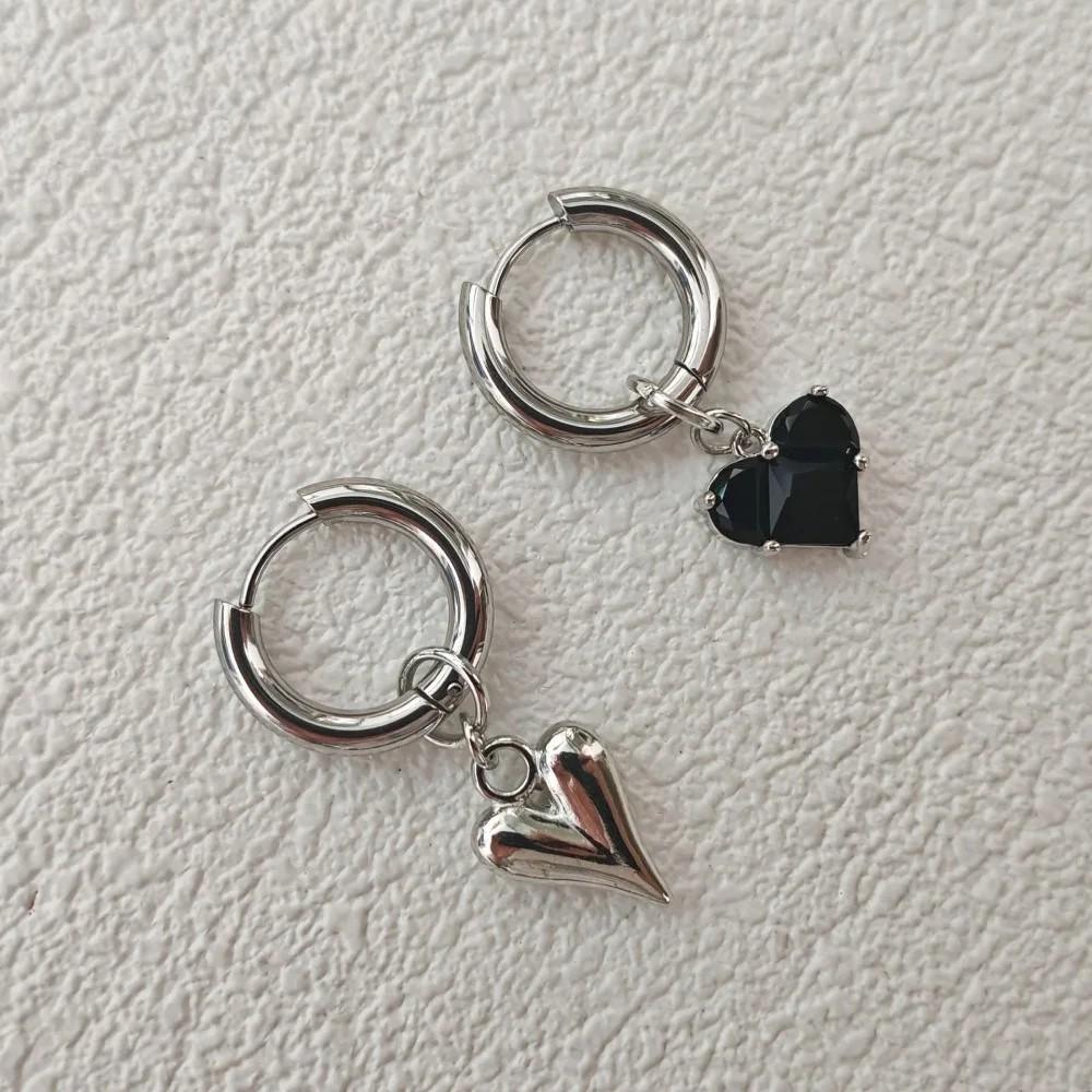 Sweet Pink Love Heart Zircon Pendant Earrings for Women Fashion Y2K Simple Geometric Ear Buckle Party Jewelry Accessories Gifts