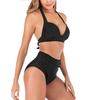 Two-piece swimsuit with high waist push up slimming black m Two-piece swimsuit with high waist push up slimming black XL