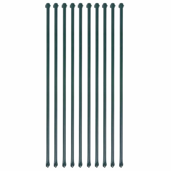 VidaXL Poteau de jardin 10 pcs 1 m Métal Vert